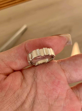 爆闪银色亮面拼接小冰块戒指女款
