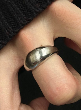 复古做旧哑光银色素圈戒指女轻奢