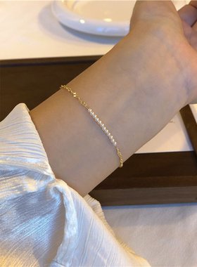 极细水波纹珍珠手链女生轻奢小众