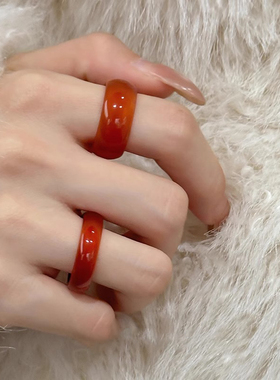 新中式国风红玛瑙戒指女2025新款