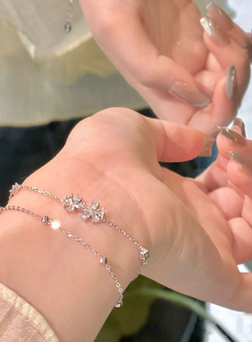 双层樱花手链女生轻奢小众设计感