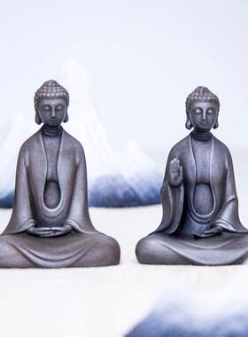 禅意新中式仿铸铁精品释迦摩尼如来佛祖像创意桌面小摆件纯手工