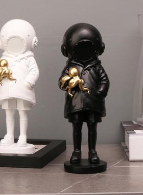 轻奢装饰品摆件Banksy班克西深海潜水头盔摆件客厅玄关电视柜装饰