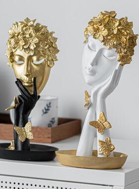 现代欧式抽象人脸面具摆件 脸谱工艺品酒柜客厅装饰品跨境