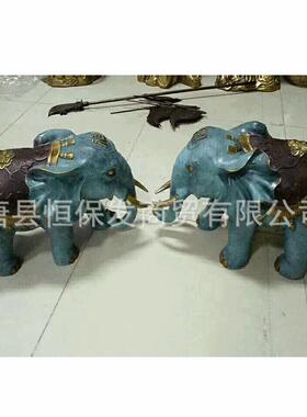 铜大象生产厂家铸铜吉祥象铜雕摆件室内纯铜母子象雕塑铜大象板凳