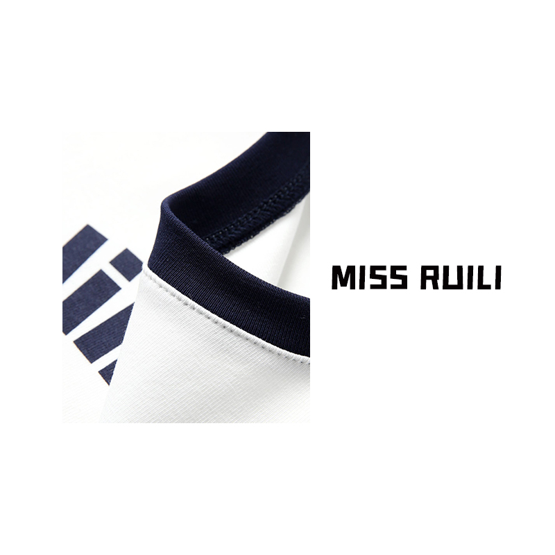 MISS RUILI定制高货/新款设计感撞色圆领字母印花短袖T恤A7209 - 图3