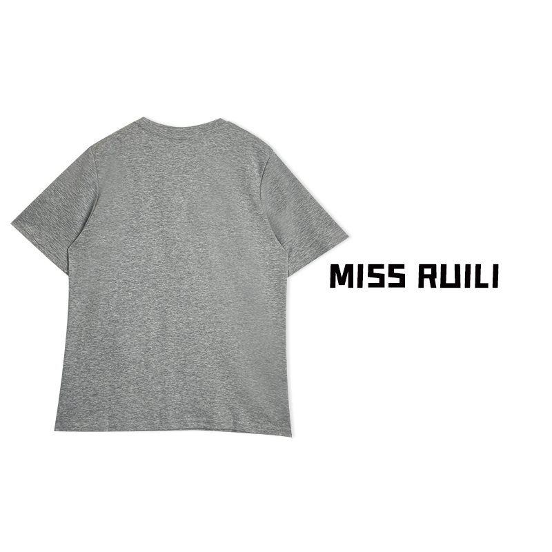 MISS RUILI定制 夏季时尚重工立体蝴蝶钉珠刺绣双面棉T恤A7256 - 图2