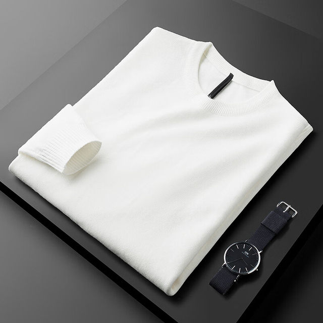 Autumn thin solid color sweater men's round neck bottoming shirt