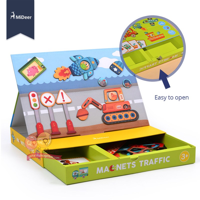 新品MiDeer Magnet Puzzle Toys Kids EducationOal Toys Traffic - 图2