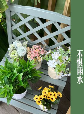 阳台屏风小花架植物架复古实木置物架飘窗落地式花架花盆摆放架