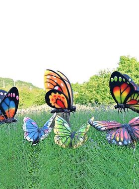 玻璃纤维蝴蝶雕塑铁插件模拟动物饰品户外园林景观装饰田园饰品