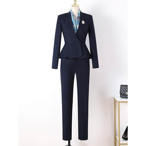 高端职业西装套装女秋季美容院酒店前台工装售楼部珠宝店工作服女 - 图0