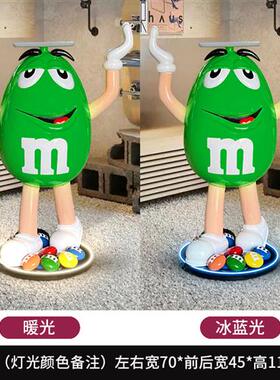 卡通m豆人玻璃钢雕塑客厅电视柜商场店铺橱窗装饰发光网红摆件