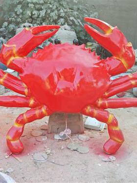 玻璃钢发光螃蟹雕塑仿真龙虾摆件章鱼海鲜餐馆商场招牌模型装饰品