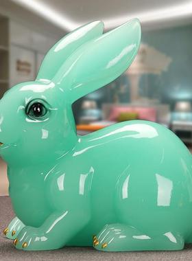 卡通可爱玉兔新年摆件客厅电视酒柜家居装饰品乔迁生日礼品吉祥物