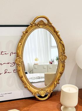 ins风法式覆古镜子托 托盘客厅装饰摆件首饰展示收纳盘网红拍照道