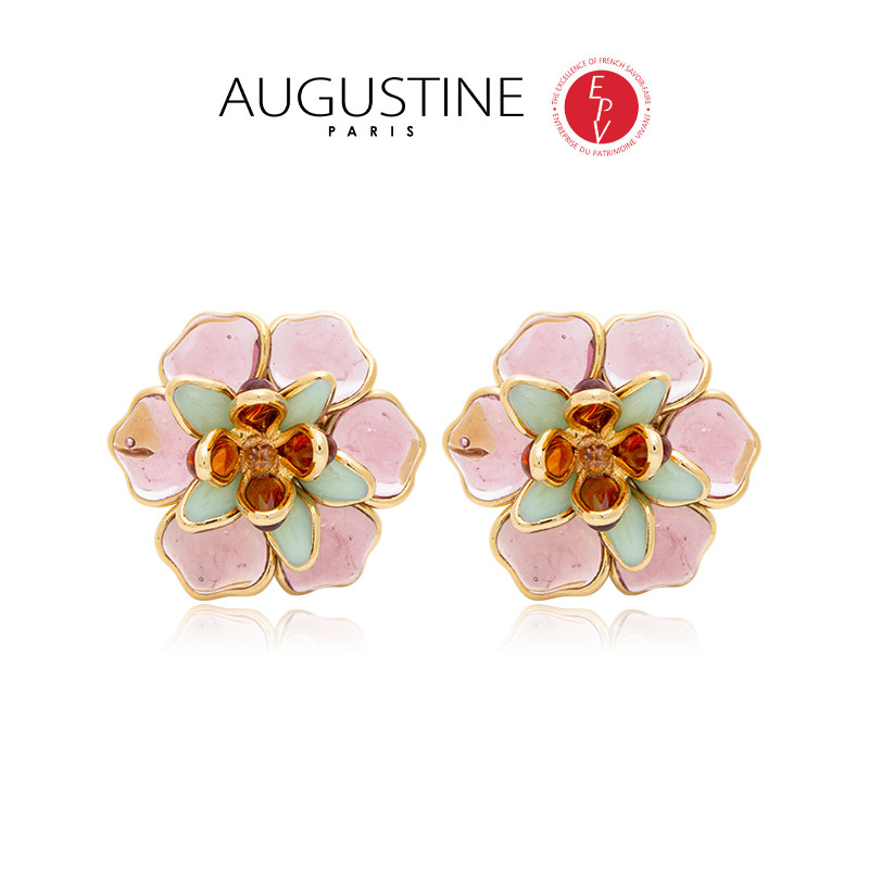 Augustine Paris ancient glazed camellia earrings necklace ring fashion set