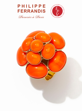 AZLOOK【法国进口】PF菲昂迪斯自由之爱灯塔橙山茶花戒指女时尚