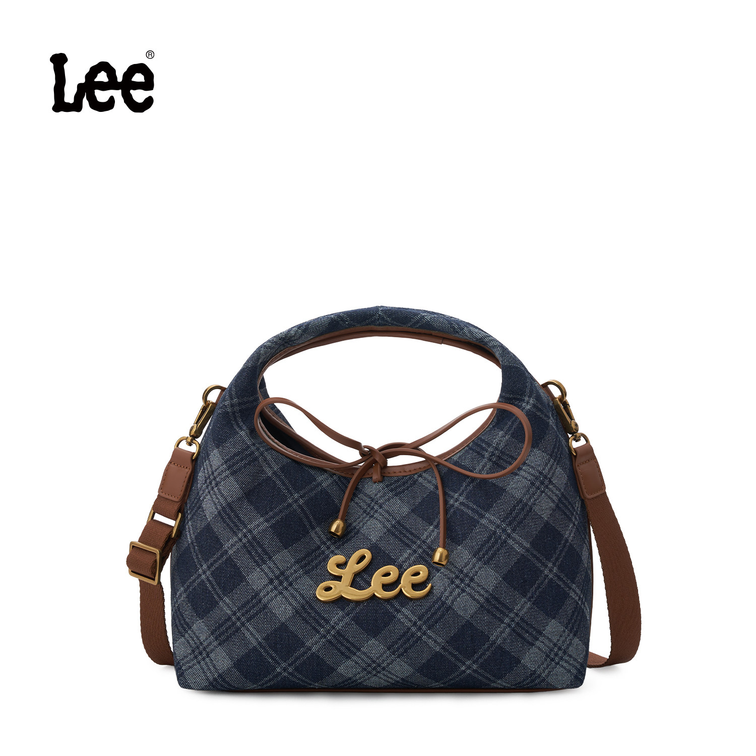 Lee英伦风格纹单肩斜挎包复古休闲手拿包时尚通勤三角包潮流女包
