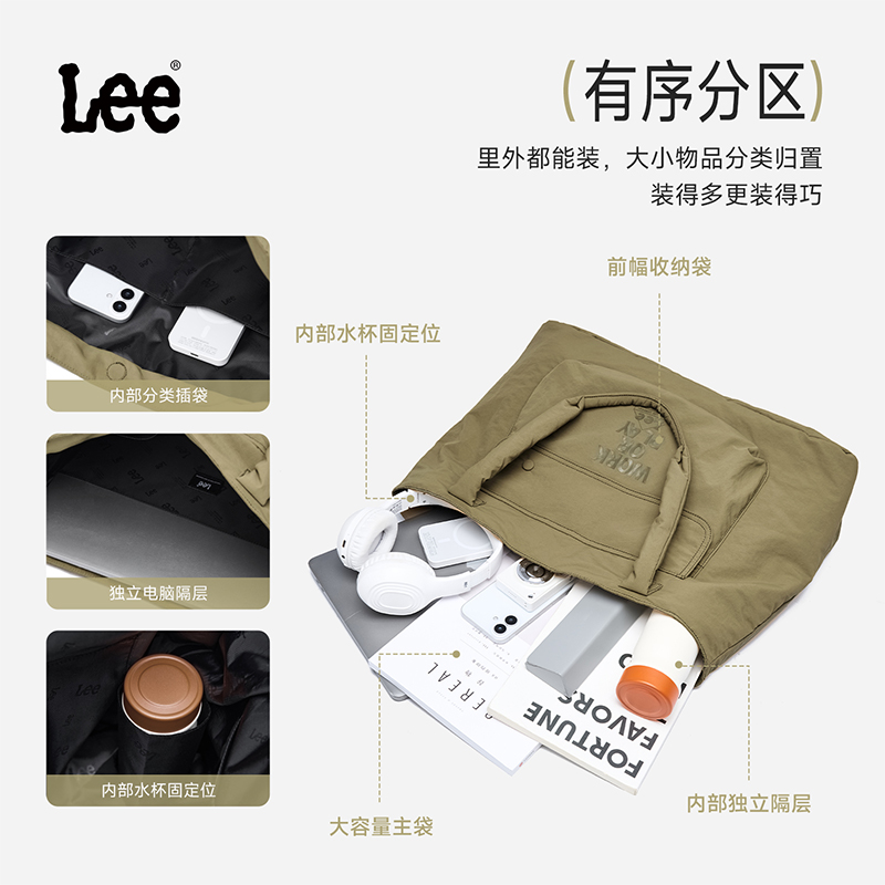 Lee秋冬大宽袋托特包女大容量轻便云朵包单肩电脑包户外通勤手提 - 图2