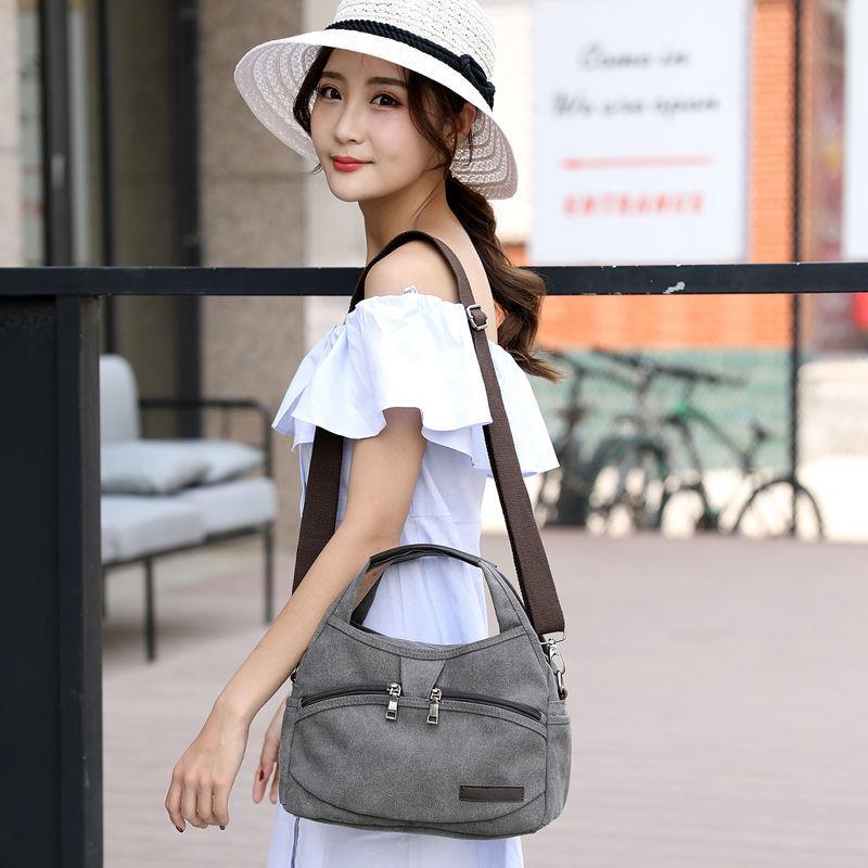 2022新款单肩包女包韩版手提包小包简约时尚大容量斜挎包帆布包袋 - 图1