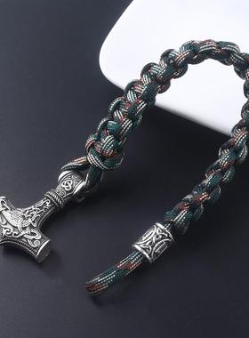 Ancient Norse Viking Men Bracelets Thor Mjolnir Hammer Parac