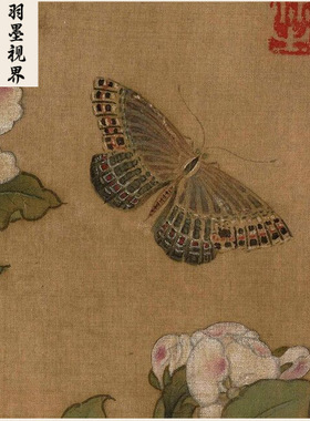 11宋画小品海棠蛱蝶图册页国画艺