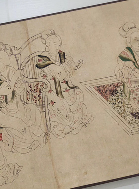 江户时代仿周文矩宫中图卷古代人