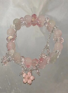 小桃花串珠手链2023年新款潮小众设计樱花高级感手链