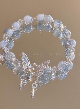 国风新中式秋季荷叶青莲串珠链多层轻奢复古手串高级感精致手饰女