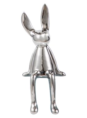 网红创意卡通坐姿长耳兔子摆件高档轻奢客厅电视柜酒柜玄关装饰品