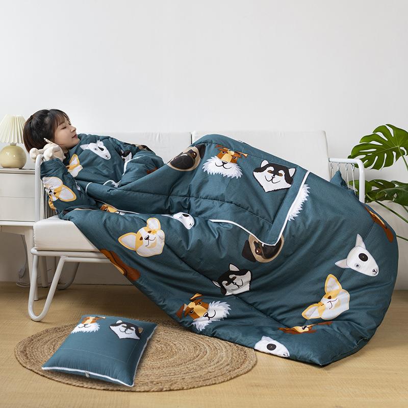 J6DA带袖懒人被可以穿的抱枕被子两用午睡毯子二合一办公室枕头可 - 图2