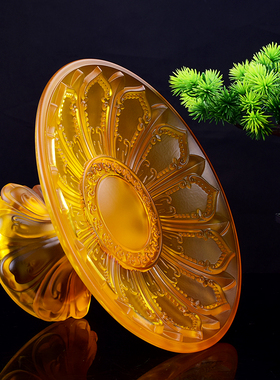 热销供佛吉祥花果盘仿琉璃莲花水果供盘玻璃果盘家用奉神盘子托盘