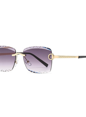 欧洲站新款复古金属切边太阳镜女款潮流防紫外线墨镜高级感欧美无