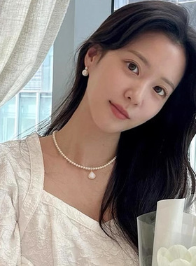 日本品质天然母贝裙子吊坠珍珠项链简约高级感锁骨链轻奢小众串珠