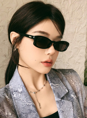 欧洲站新款ins复古椭圆小框嘻哈墨镜女欧美复古小众个性街拍太阳