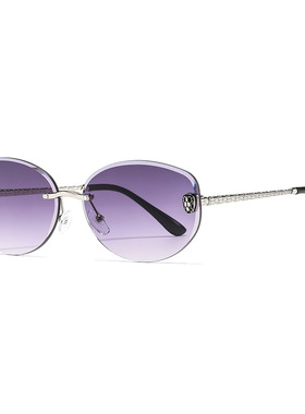 欧洲站2025新款无框太阳镜高级感女士欧美复古多边形切边简约墨镜