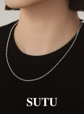 素图925银小众气质麻花项链女