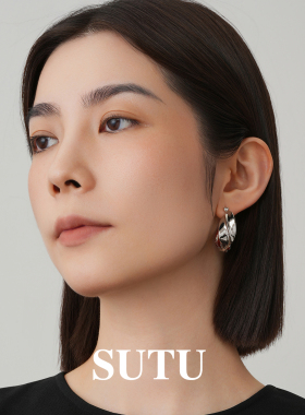 素图流线耳圈轻奢气质百搭耳环女