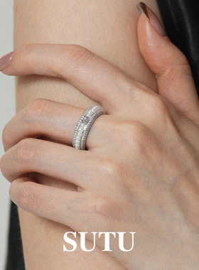 素图女925银小众气质精致戒指女