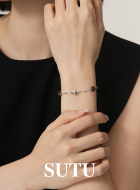 素图女925银虎眼石简约气质手链