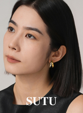 素图简约气质金银双色耳钉女款