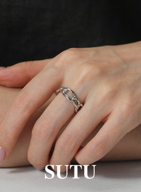 素图女925银小众时尚气质指环女