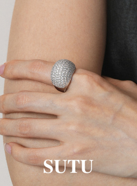 素图女925银简约气质爆闪指环女