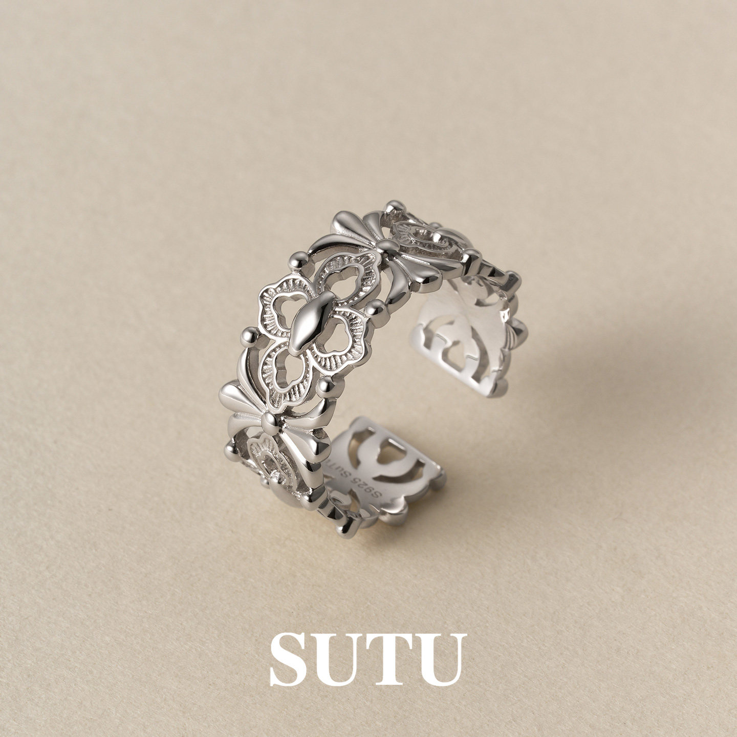 Plain picture ring 925 silver simple temperament versatile ring