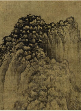五代巨然溪山兰若图古代山水国画