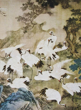 明边景昭百鹤图卷复古书画花鸟