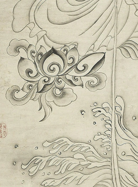 清徐灿画瓶莲大士图真迹复制品台