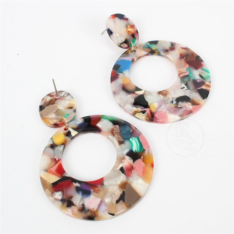 网红Acrylic tate plate Earrings female retro personalized Ea - 图3