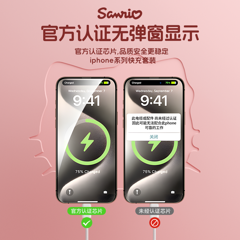 三丽鸥适用iphone15promax充电器头PD20W快充14pro正品usbc苹果16数据线typec13插ipad手机闪充12plus套装XR